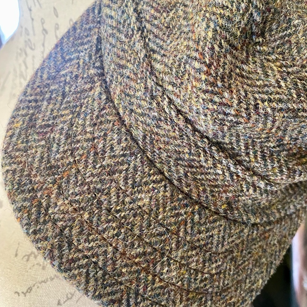 NWOT Stormy Kromer Wool Harris tweed Flat cap herringbone-brown/gray/blue/gold - Picture 3 of 8